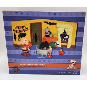 Peanuts Halloween Party Charlie Brown Snoopy Lucy Department 56‎ Set MIB